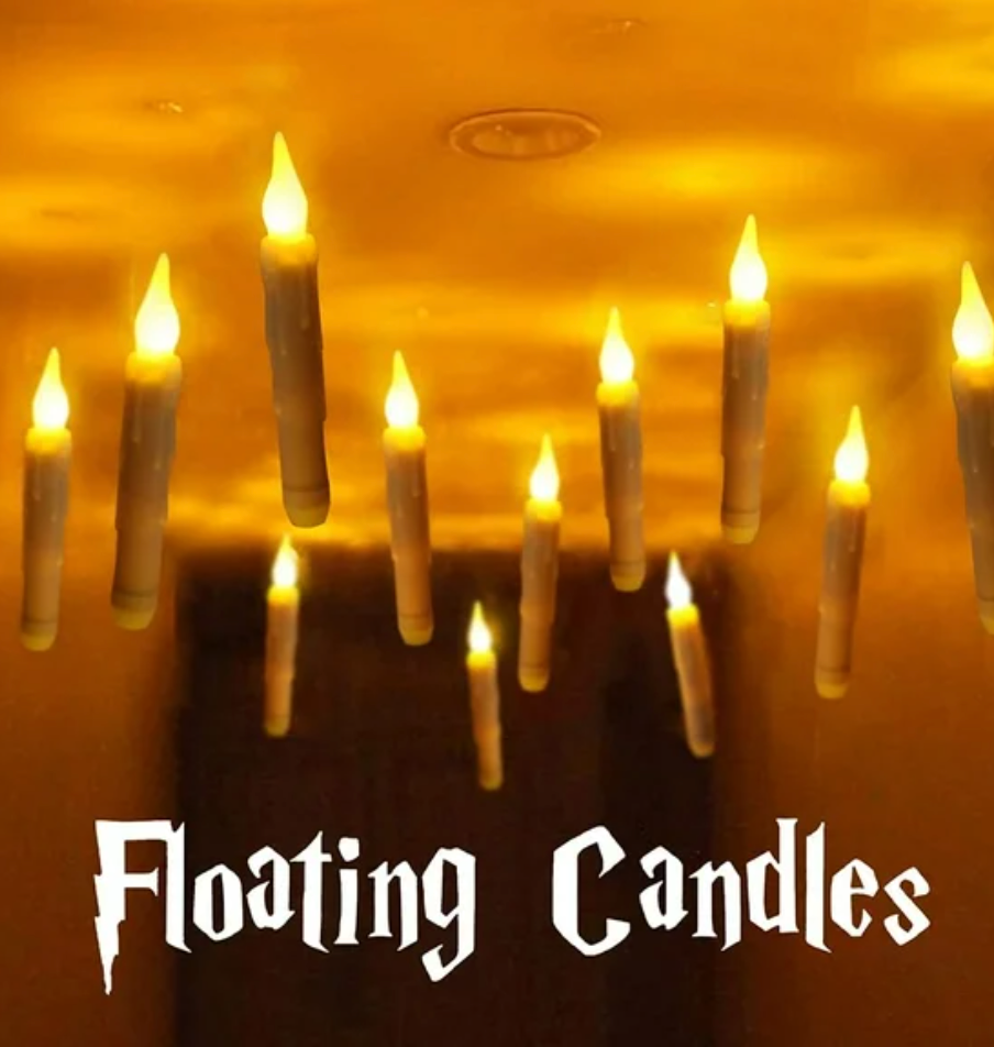 12Pcs Floating Candles with Magic Wand Flickering Warm Light
