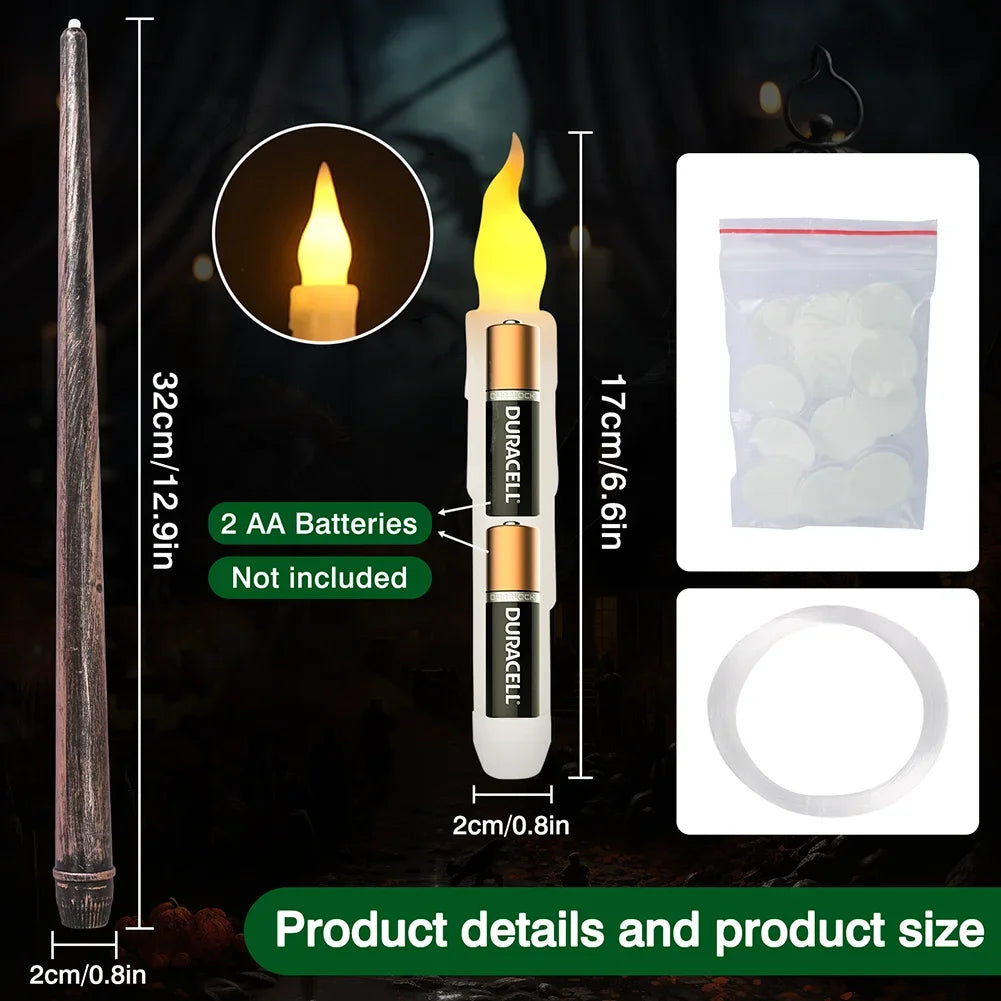 12Pcs Floating Candles with Magic Wand Flickering Warm Light