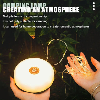 Solar Camping String Lights Outdoor, 2 in 1 Rechargeable Camping Lights