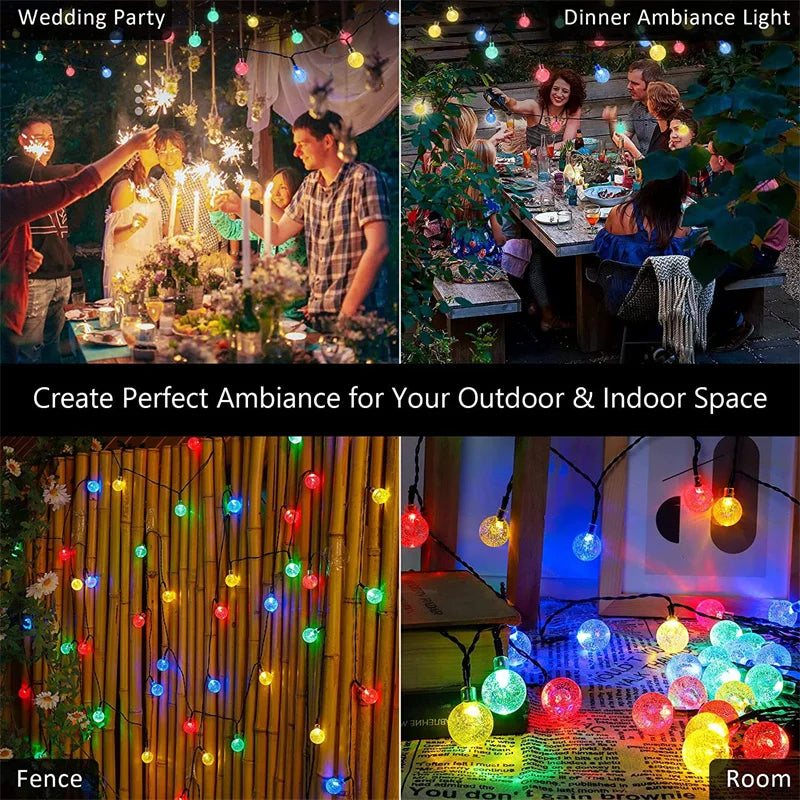 Solar Crystal Globe String Lights
