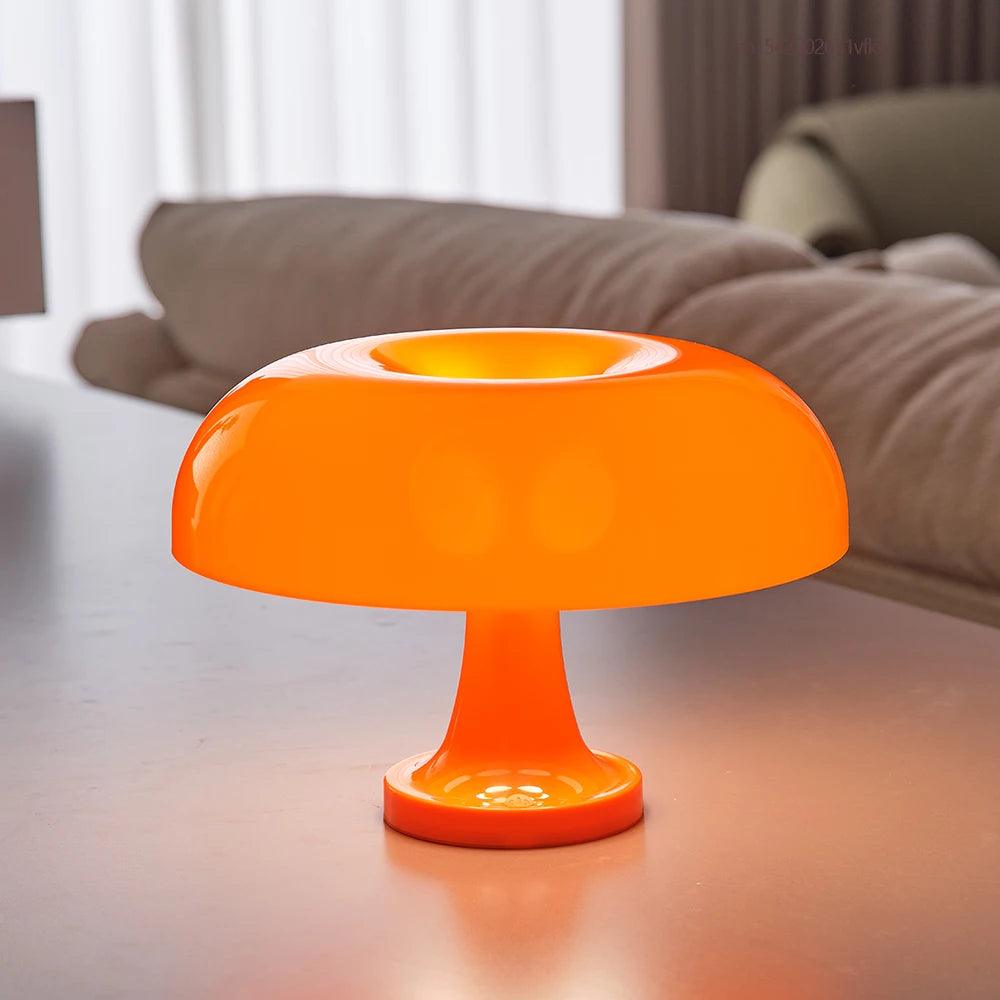Orange Bedside Lamp for Bedroom Nightstand, Retro Mushroom Table Lamp