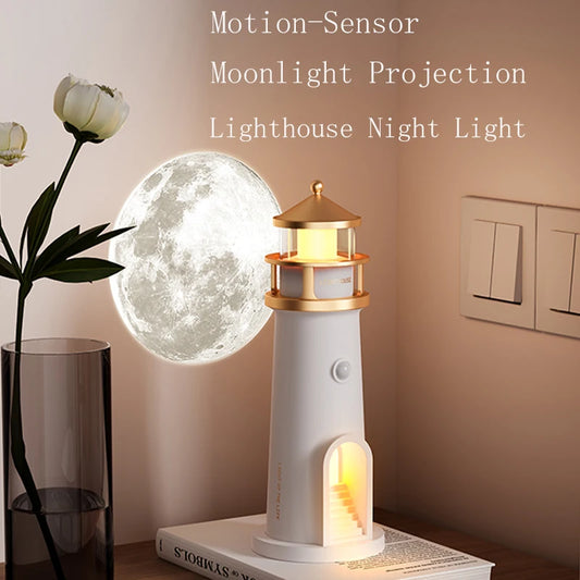 Moon Projection Lighthouse Lamp