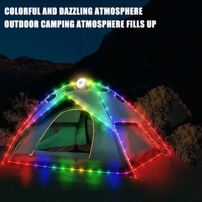 Solar Camping String Lights Outdoor, 2 in 1 Rechargeable Camping Lights