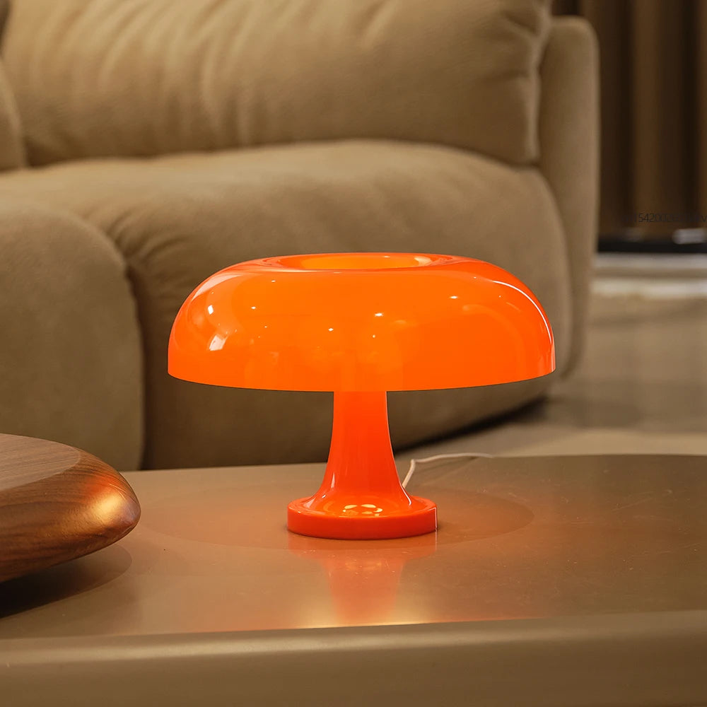 Orange Bedside Lamp for Bedroom Nightstand, Retro Mushroom Table Lamp