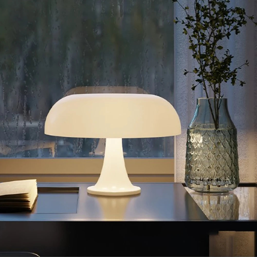 Orange Bedside Lamp for Bedroom Nightstand, Retro Mushroom Table Lamp
