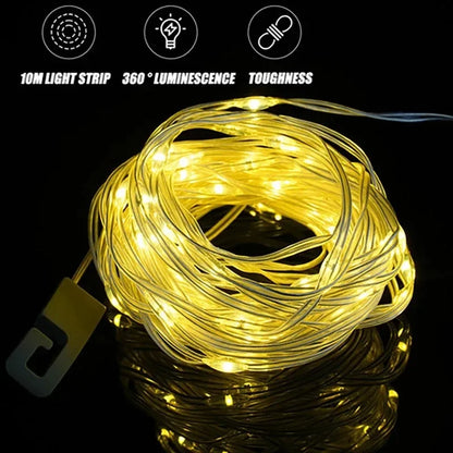 Solar Camping String Lights Outdoor, 2 in 1 Rechargeable Camping Lights