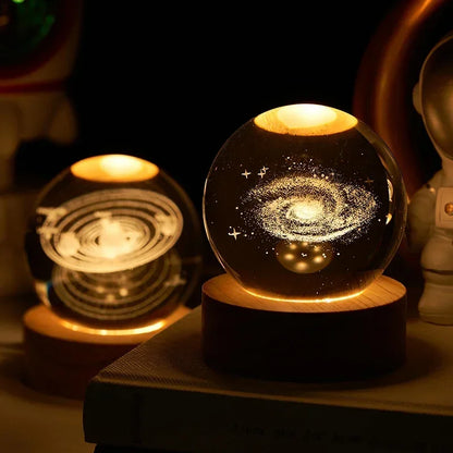 Aesthetic 3D Galaxy Crystal Ball Night Light