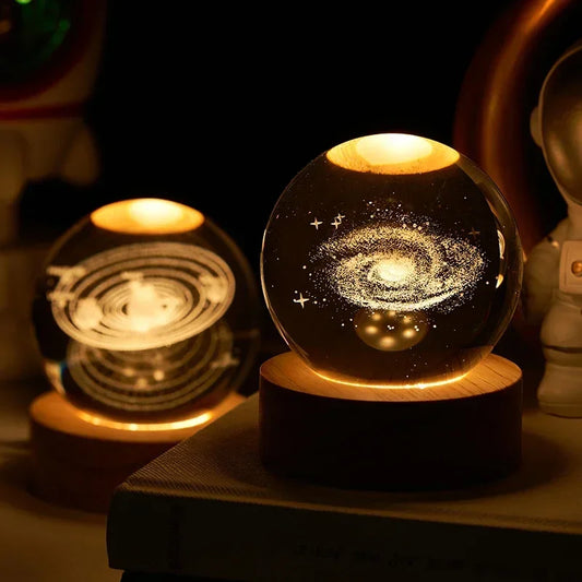 Aesthetic 3D Galaxy Crystal Ball Night Light