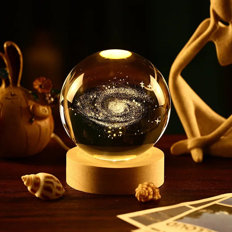 Aesthetic 3D Galaxy Crystal Ball Night Light
