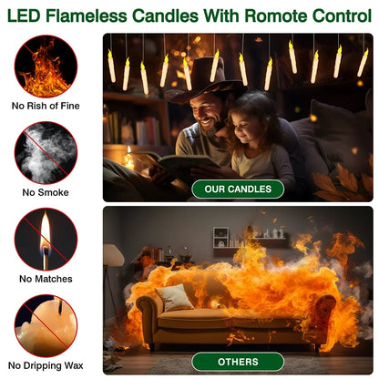 12Pcs Floating Candles with Magic Wand Flickering Warm Light