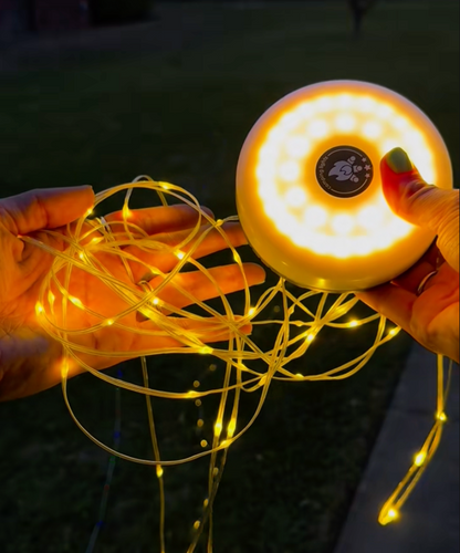 Solar Camping String Lights Outdoor, 2 in 1 Rechargeable Camping Lights