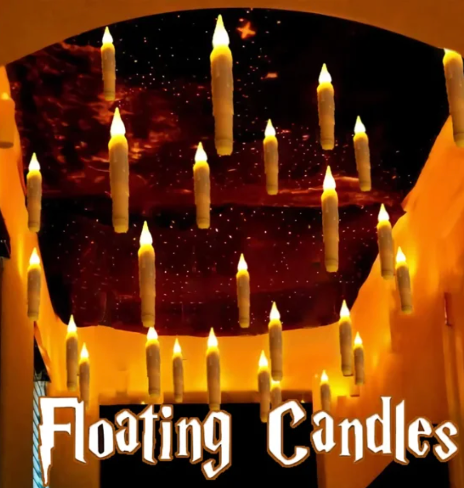 12Pcs Floating Candles with Magic Wand Flickering Warm Light