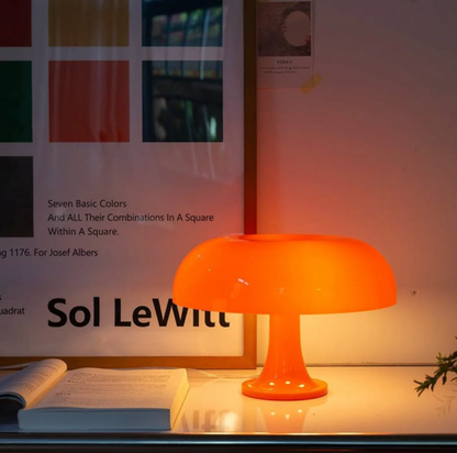 Orange Bedside Lamp for Bedroom Nightstand, Retro Mushroom Table Lamp