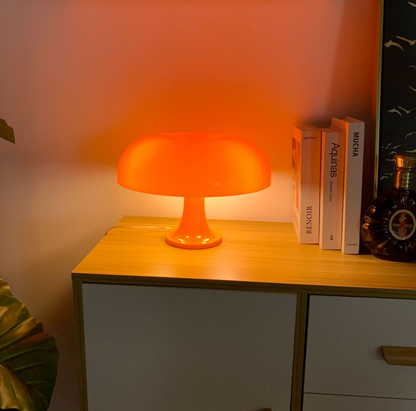 Orange Bedside Lamp for Bedroom Nightstand, Retro Mushroom Table Lamp