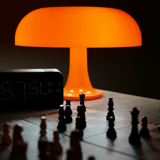 Orange Bedside Lamp for Bedroom Nightstand, Retro Mushroom Table Lamp
